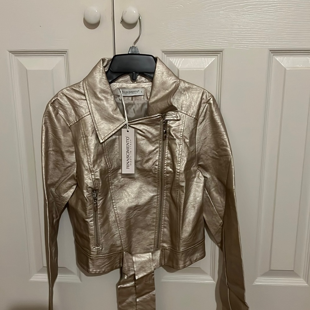 Rinascimento, size L , and rose gold bow biker jacket